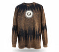 Shadow Angel Acid Wash Long Sleeve Tee with skull chest emblem and back angel graphic, gothic streetwear.