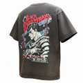 Black graphic T-shirt featuring anime-style warrior illustration and 'Black Swordsman' text.