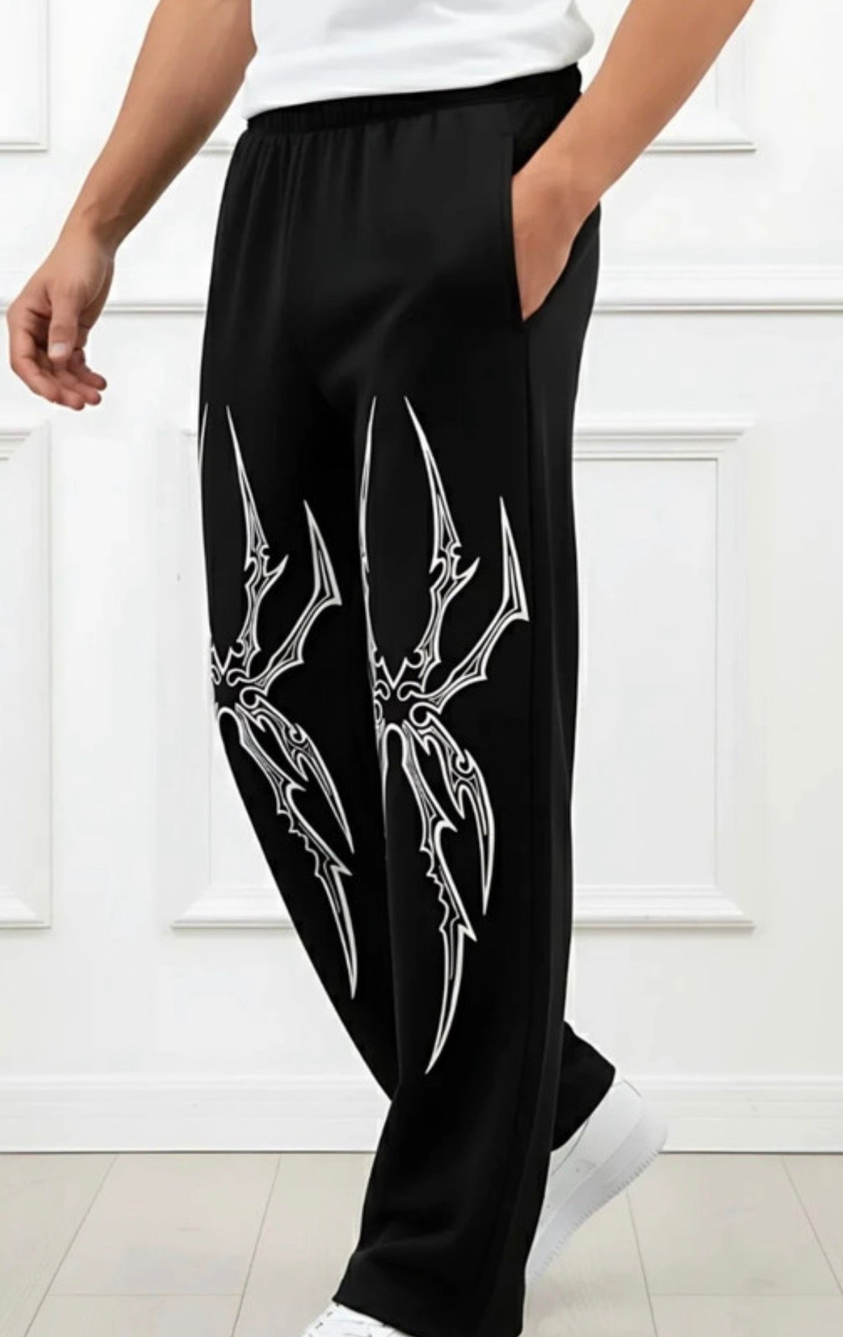 Y2K Spider Graphic Wide Leg Pants – Gothic Streetwear Trousers
