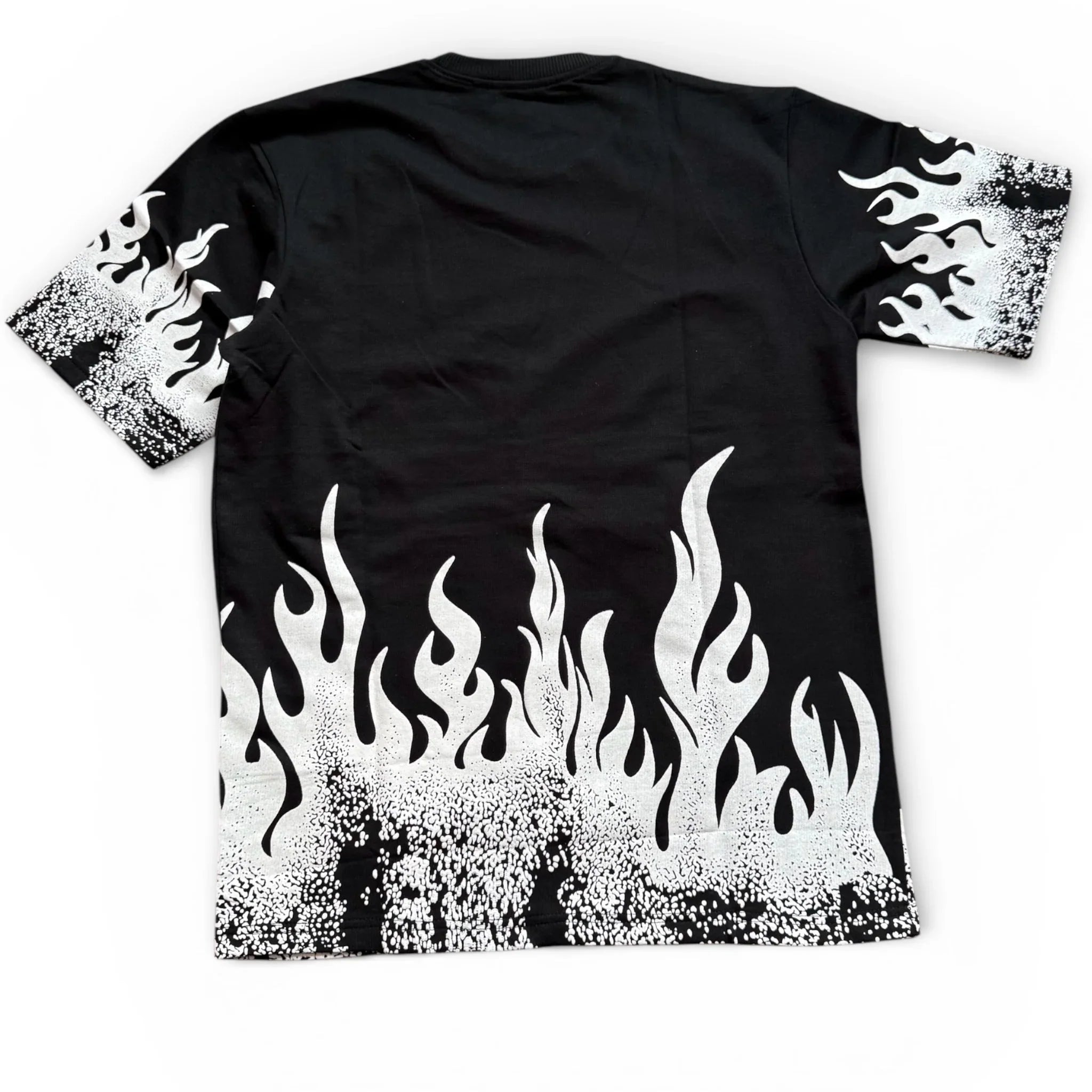 Black Flame Print T-Shirt for Men | Streetwear Graphic Tee | Urban Casual Style