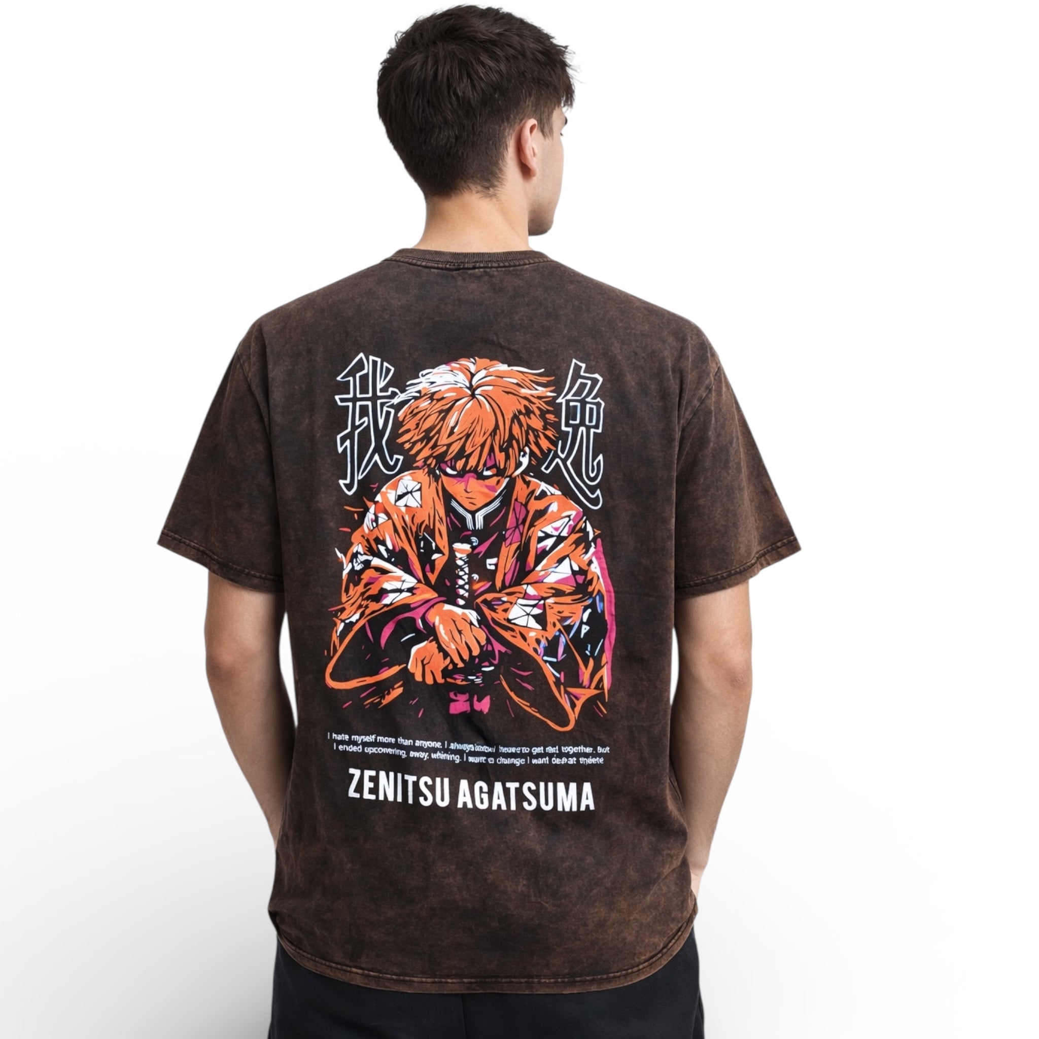 Zenitsu Agatsuma Demon Slayer Acid Wash Graphic T-Shirt – Anime Oversized Streetwear Tee UK
