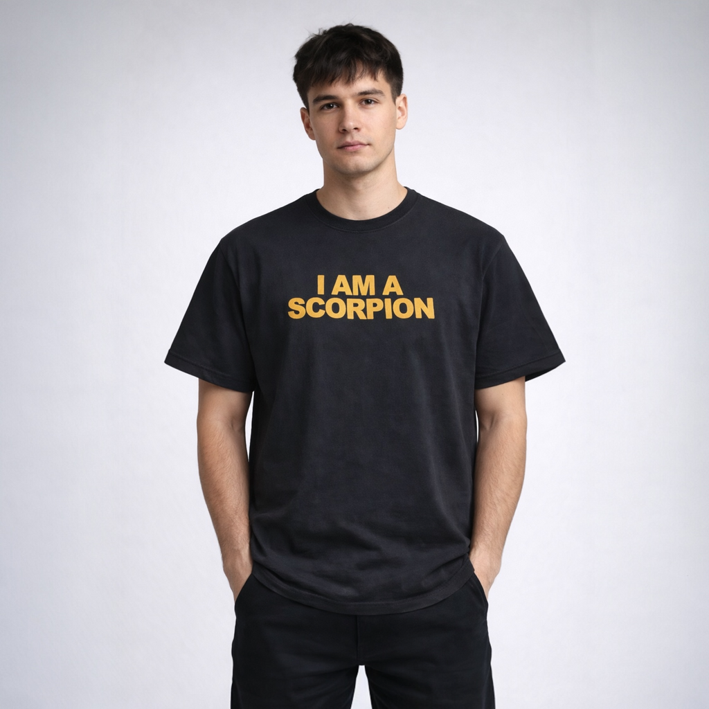 Black streetwear t-shirt with scorpion graphic design | Junkey Soul UK